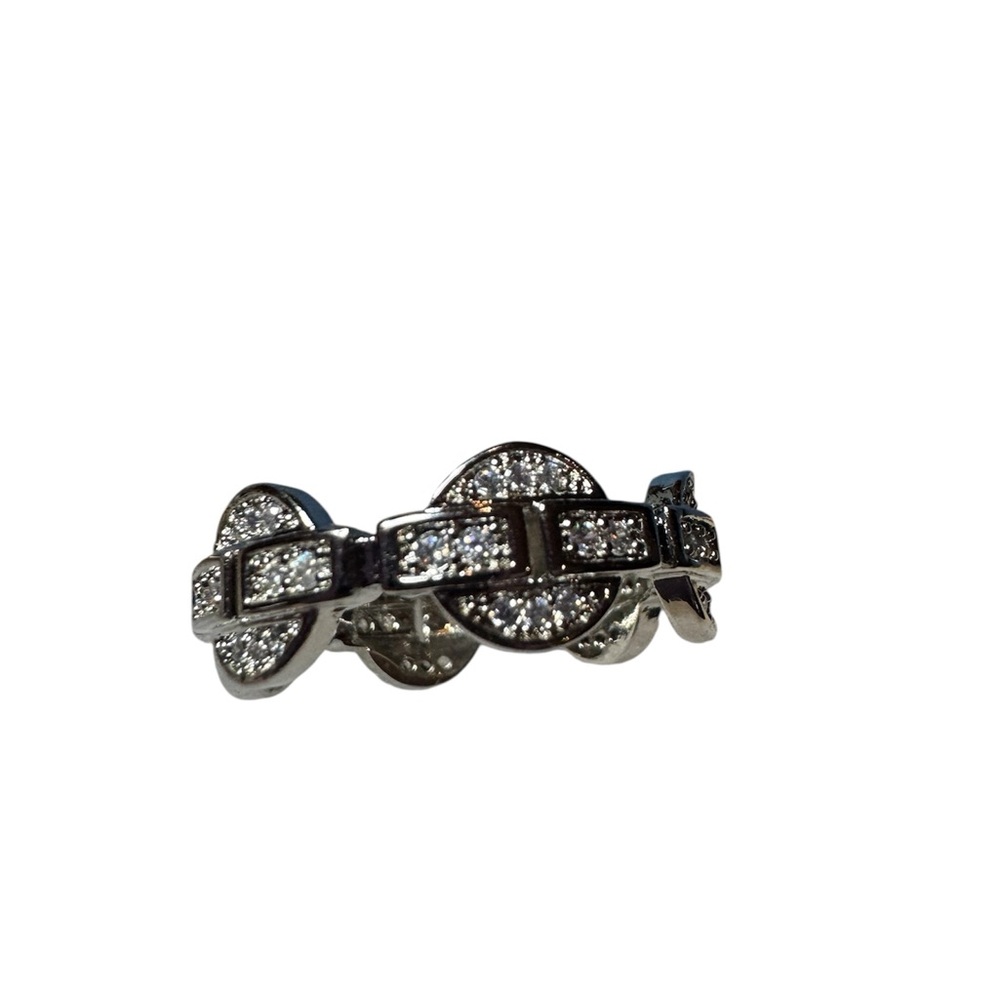 Silver and Black Crystal Ring